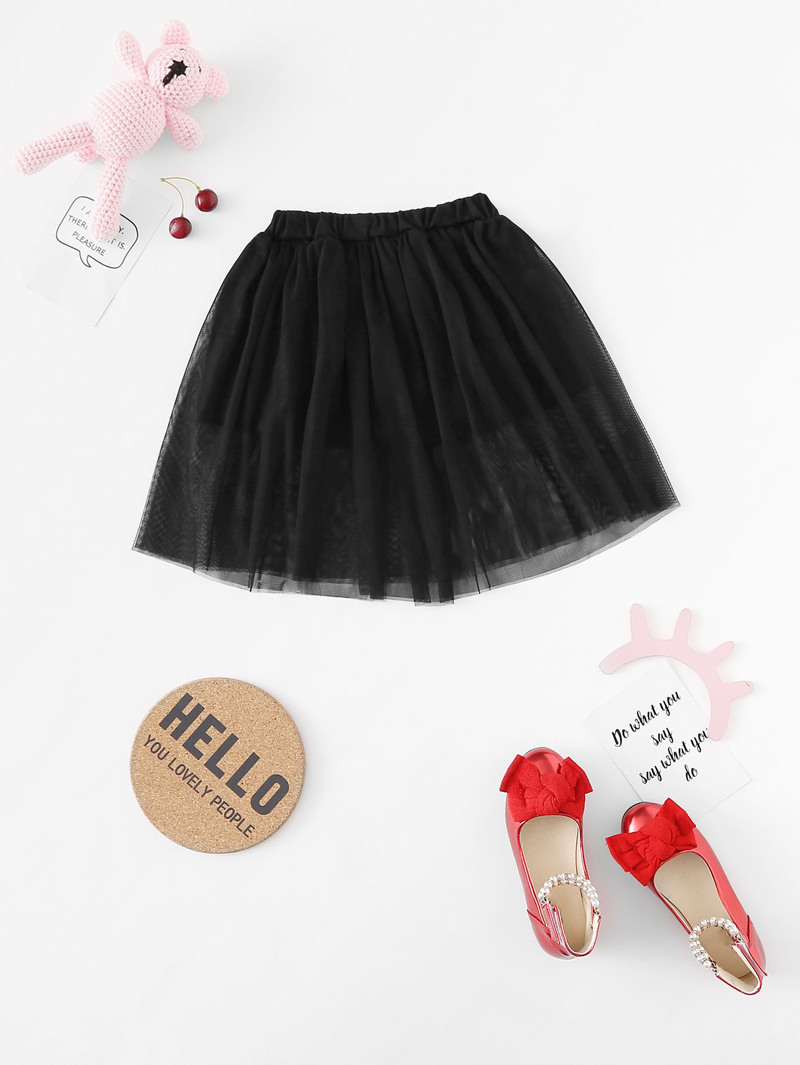 

Girls Mesh Solid Skirt, Black