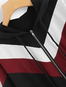 Veste colorblock zippée - Multicolore - Voir 3