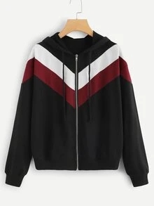 Veste colorblock zippée - Multicolore - Voir 1