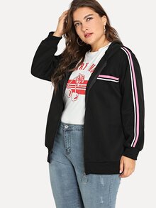 Plus Contrast Striped Side Coat