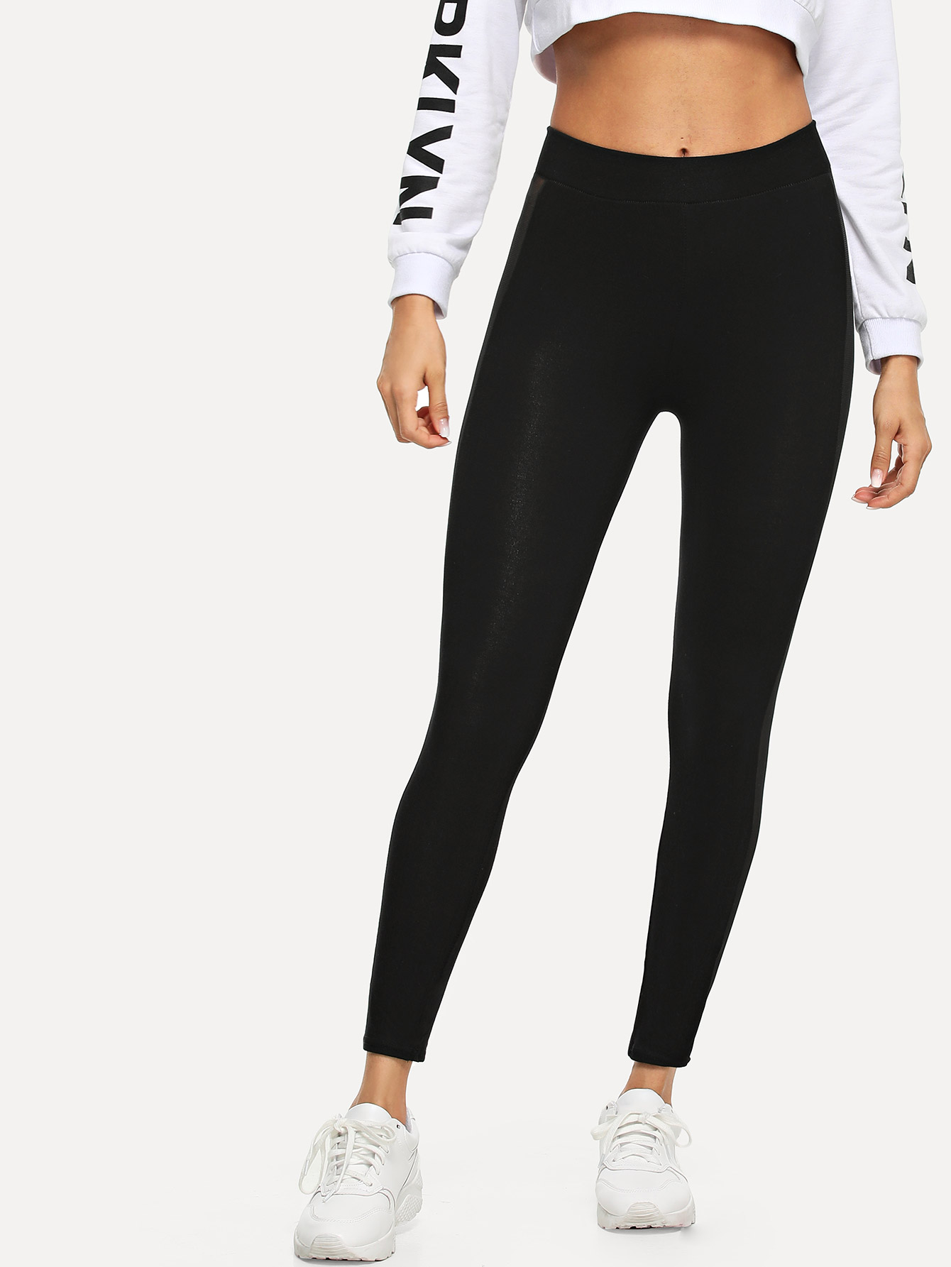 sheer side panel leggings