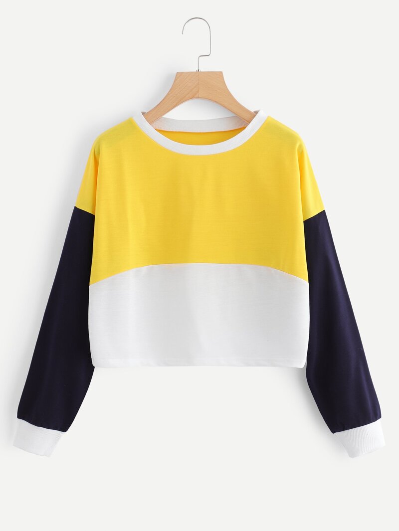 

Drop Shoulder Color Block Sweatshirt, Multicolor