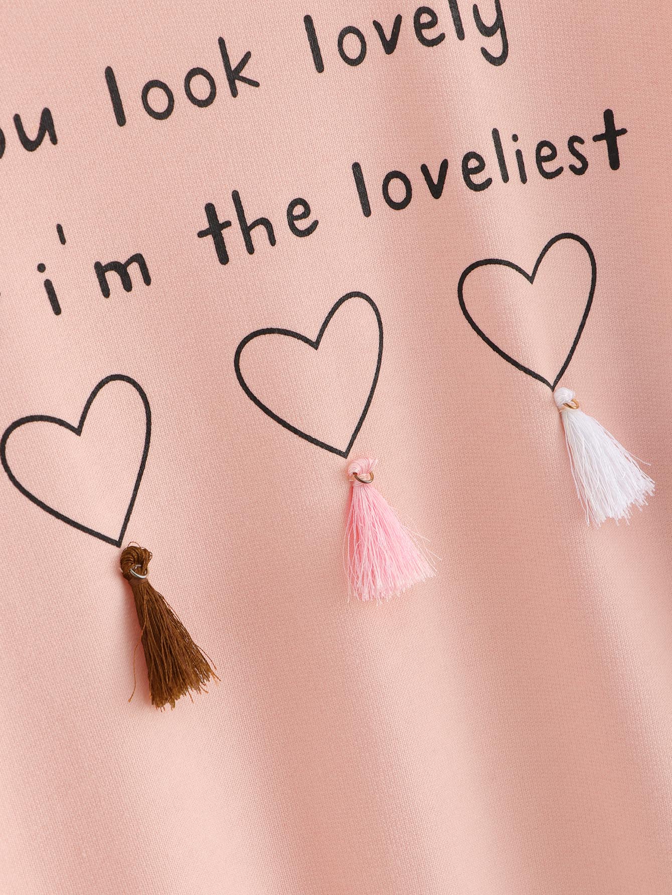 letter print fringe detail sweatshirt