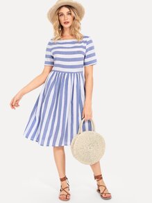 Fit And Flare Striped Dress