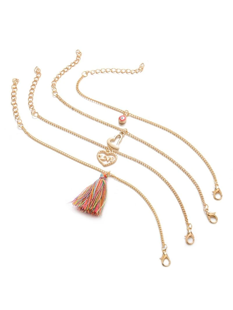 Chain Open Heart Bracelet Set 4pcsfor Women Romwe