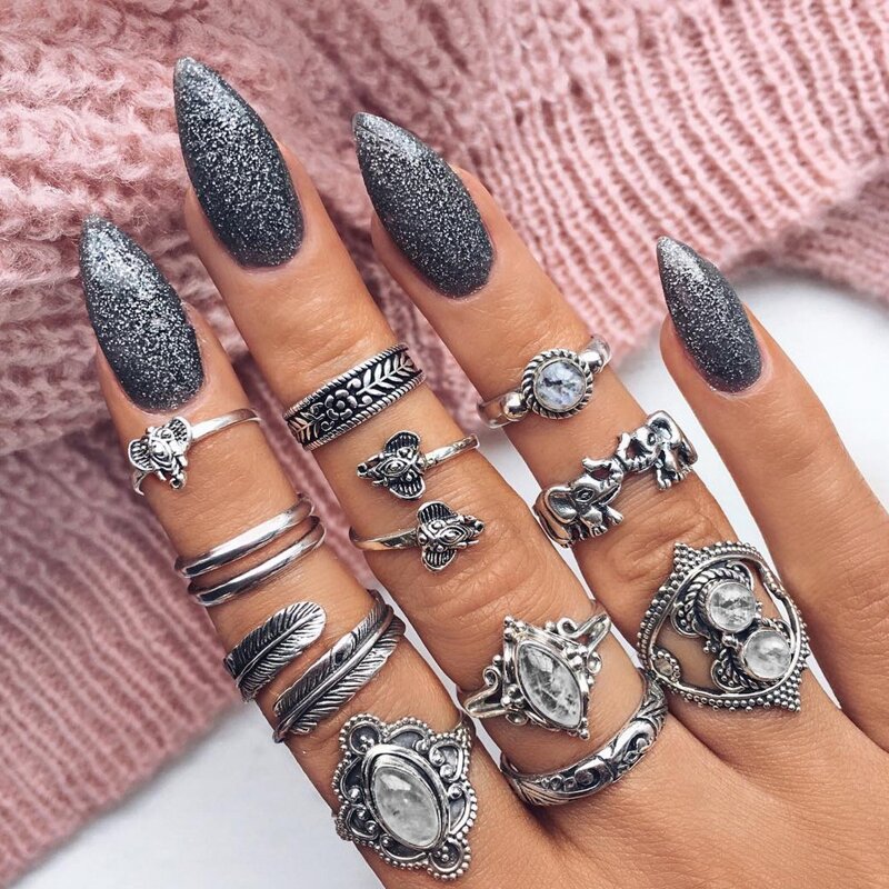 

Wrap Ring Set 11pcs, Silver