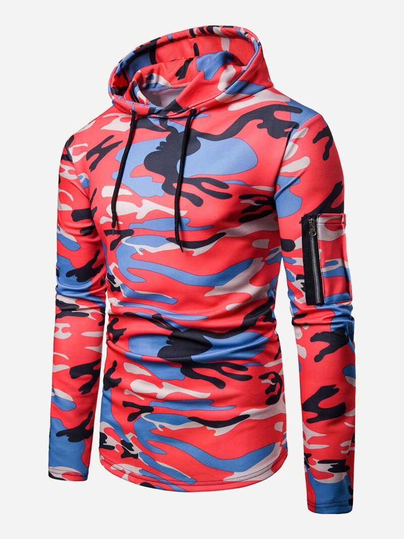 

Men Camo Hooded Sweatshirt, Multicolor