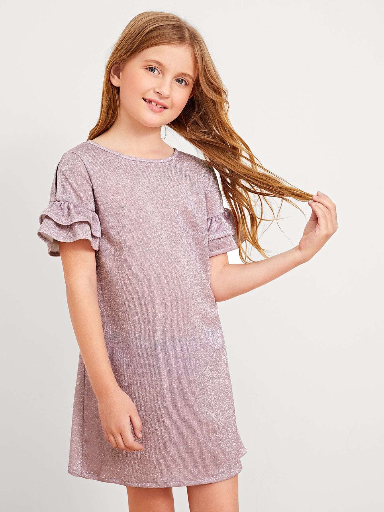 Girls Keyhole Back Glitter Dress | SHEIN IN