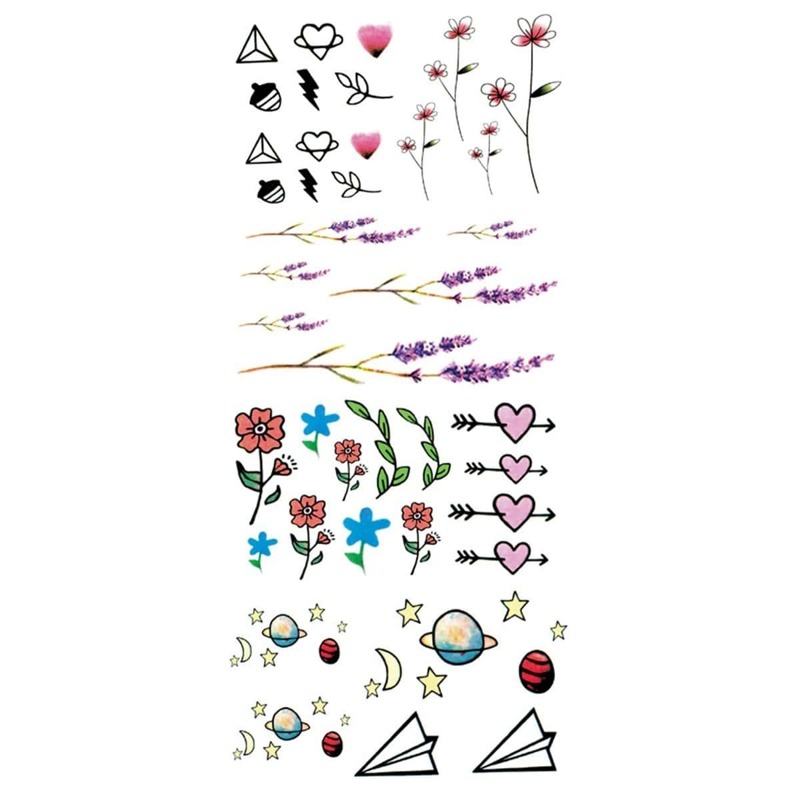 

Flower & Star Tattoo Sticker, Multicolor