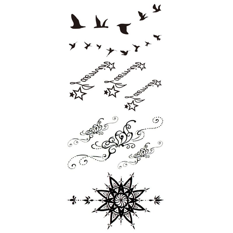 

Bird & Star Tattoo Sticker, Black
