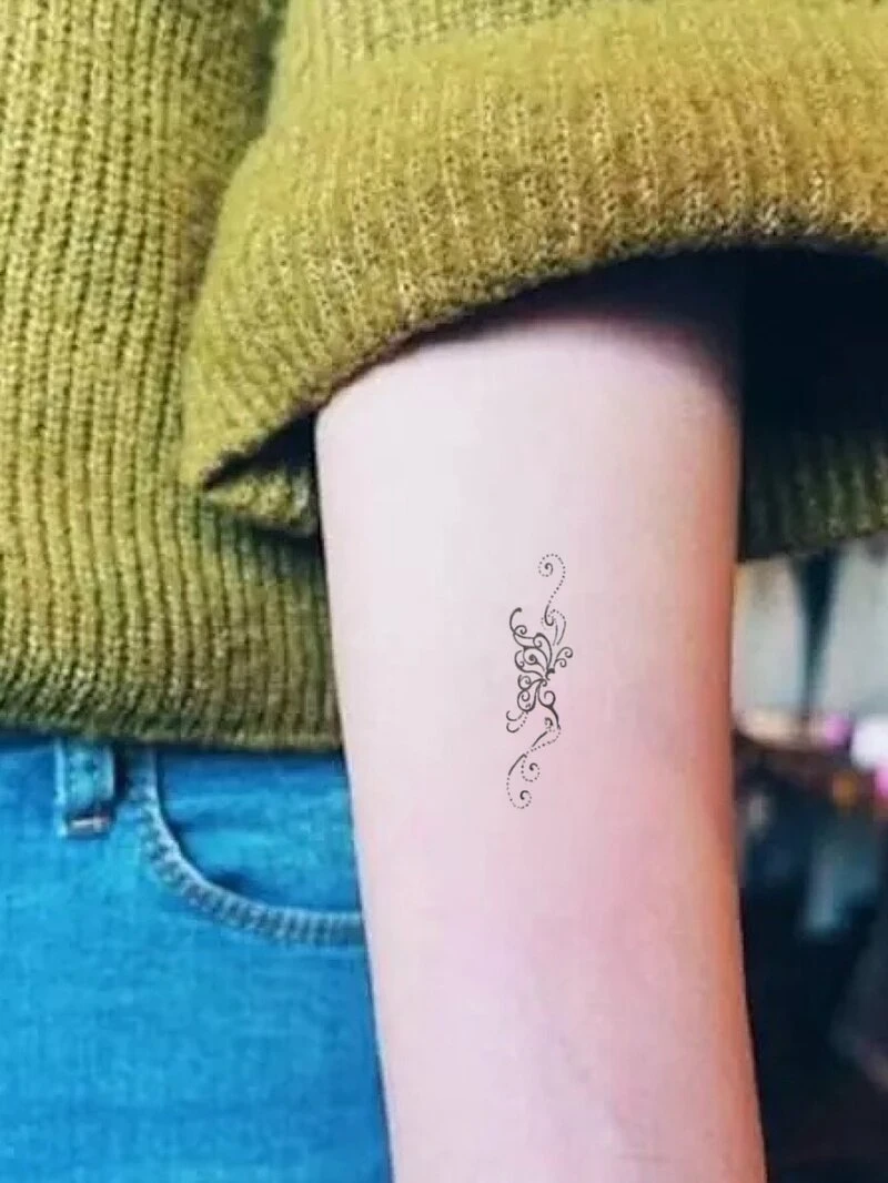 Autocollant De Tatouage Imprimé Oiseau Et étoile