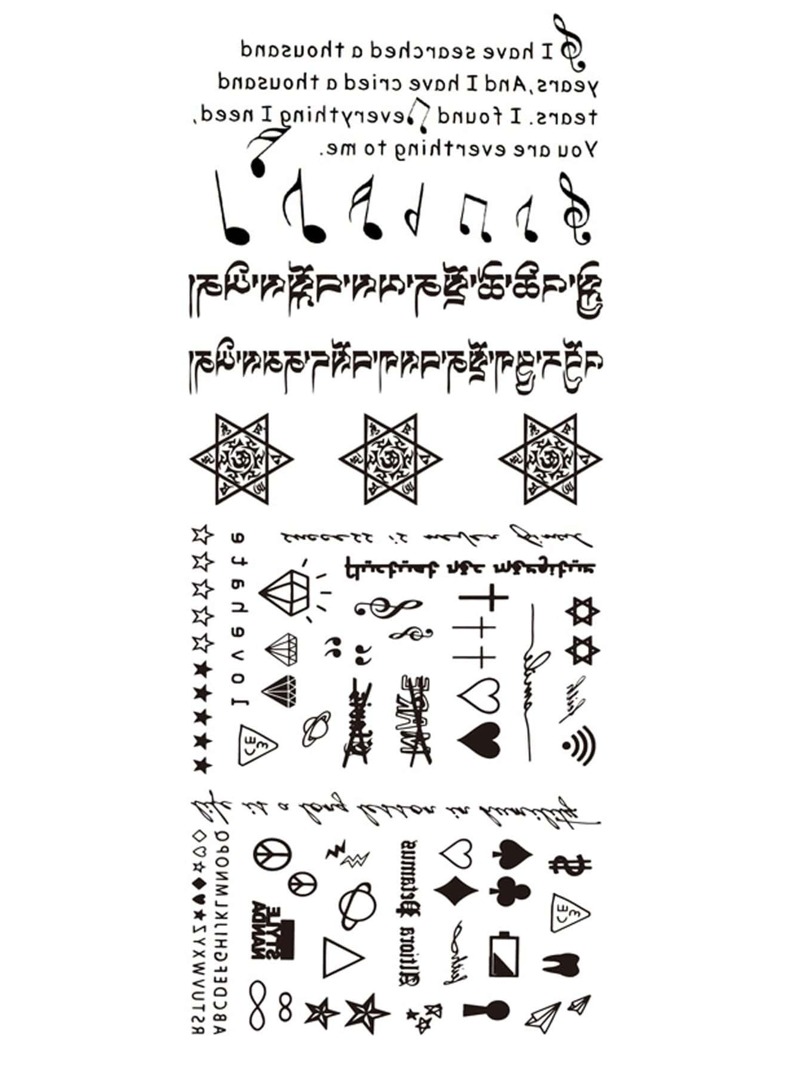 

Letter & Star Tattoo Sticker, Black