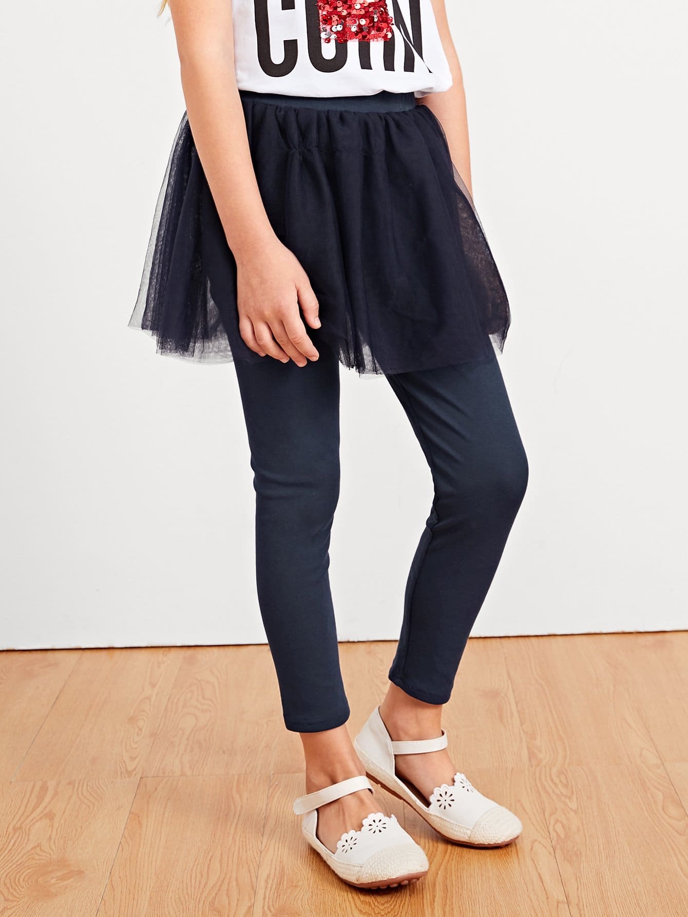 SHEIN Leggings con gonna a rete a contrasto da bambina | SHEIN ITALIA