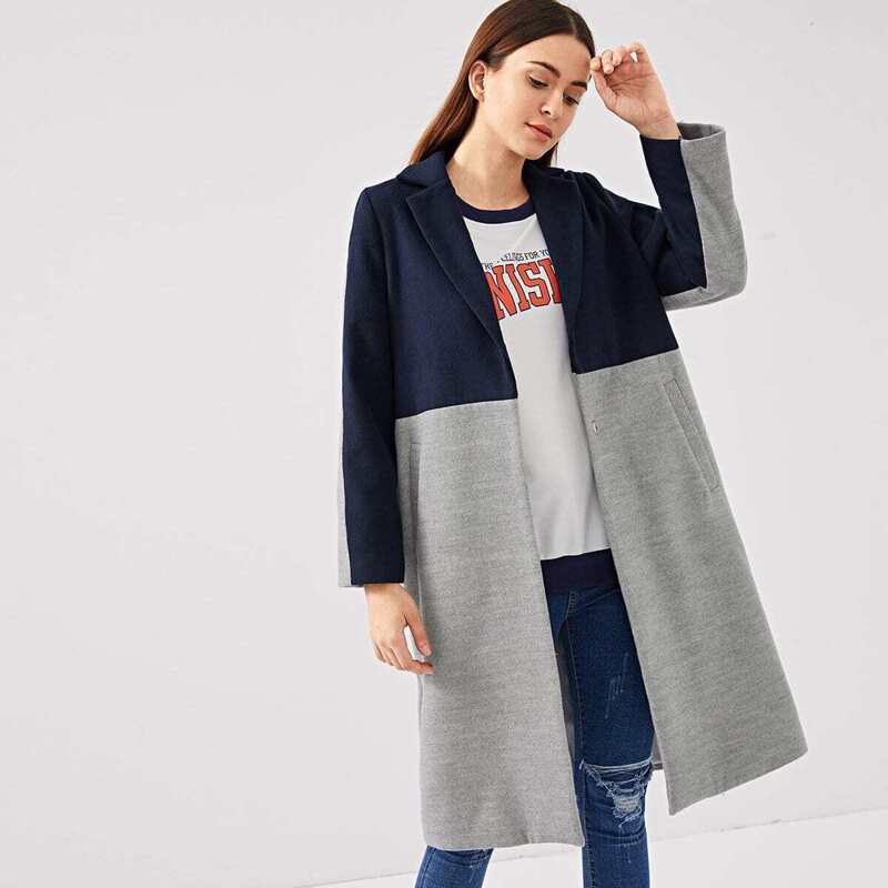 

Cut and Sew Pocket Side Coat, Multicolor