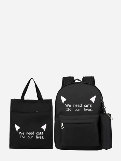 Kids Slogan Ryggsäck & Penna Väska & Tygväska | SHEIN SE Kids Slogan Ryggsäck & Penna Väska & Tygväska | SHEIN SE