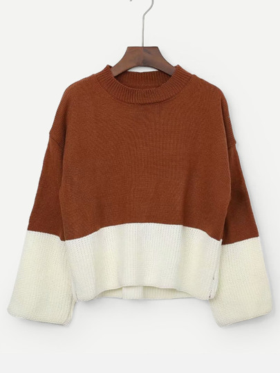 Color Block Drop Shoulder Jumper
