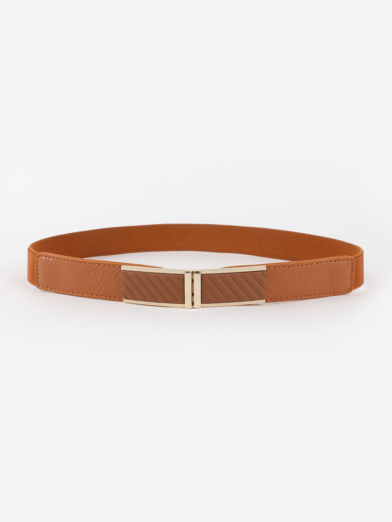 

Metal Buckle Elastic Belt, Brown