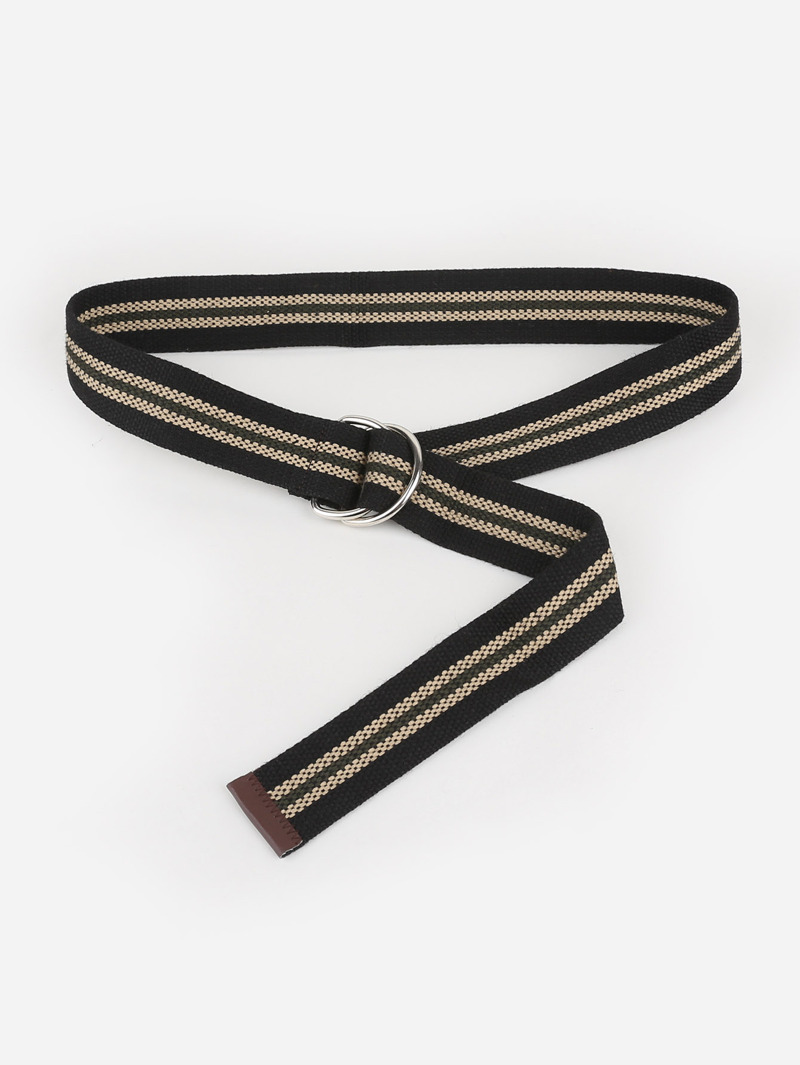 

D Ring Striped Belt, Multicolor