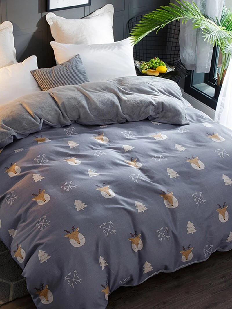Deer Print Duvet Cover 1 Pc Romwe