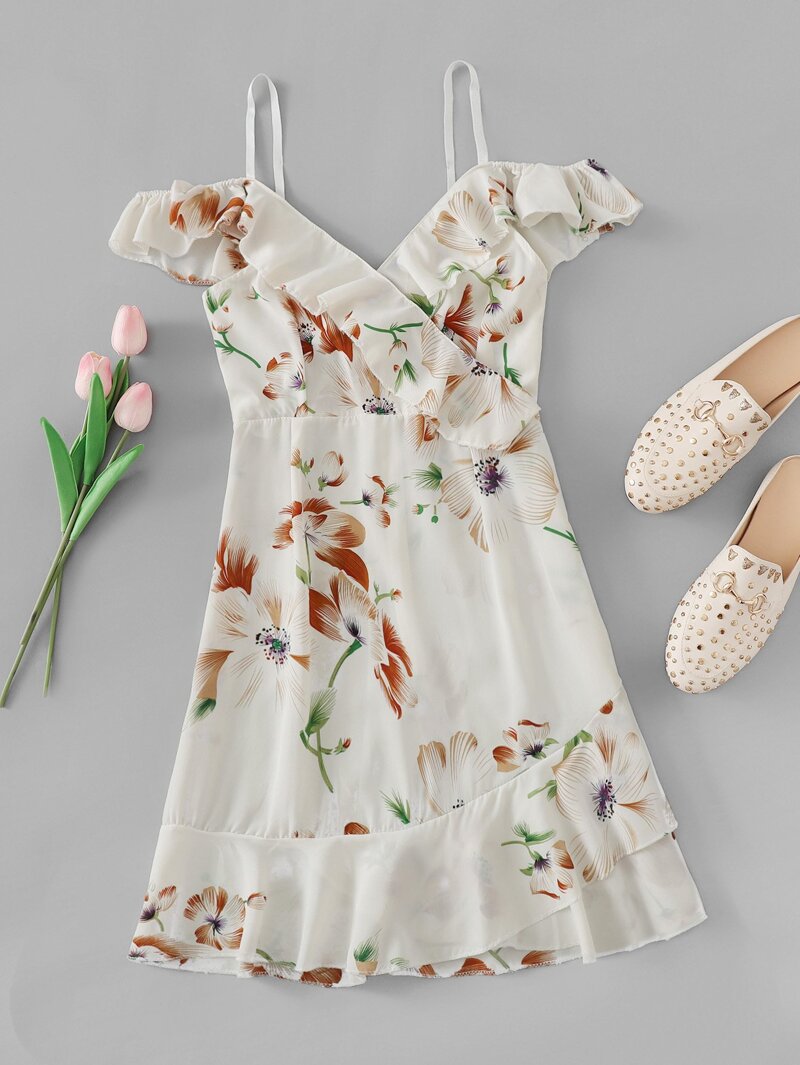 

Floral Print Cami Dress, Beige