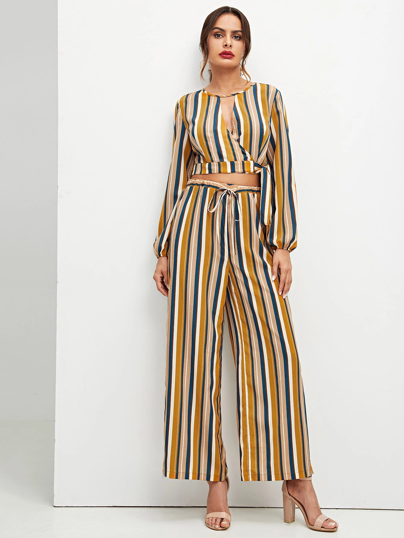 Top with striped palazzo Outlet