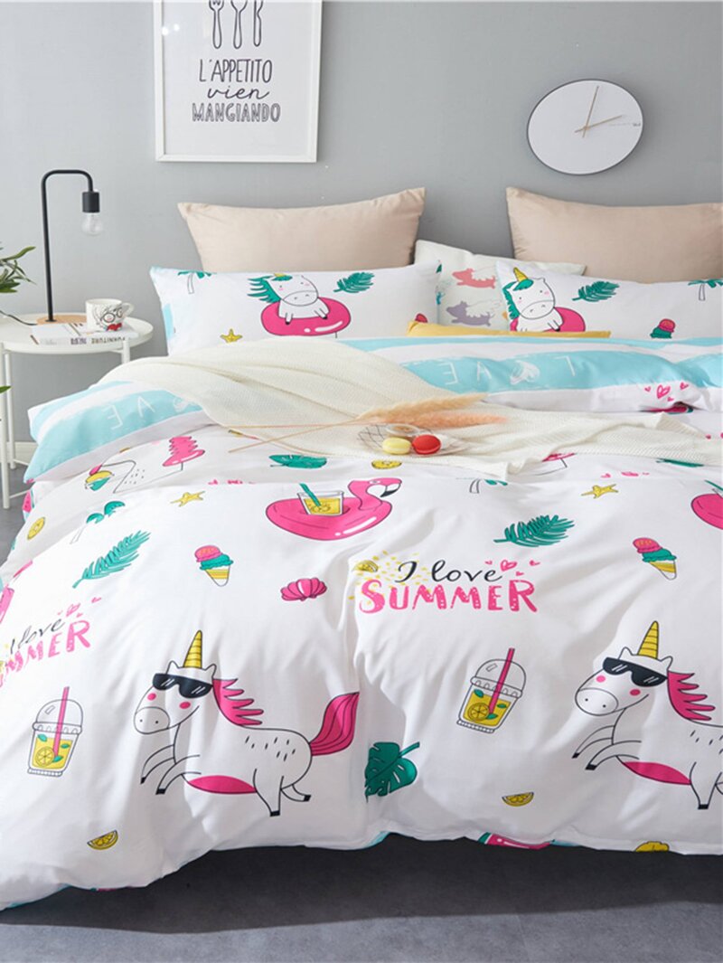 

Animal & Leaf Print Sheet Set, Multicolor