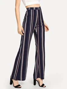 SHEIN 條紋喇叭擺長褲 - 彩色 - 查看 3