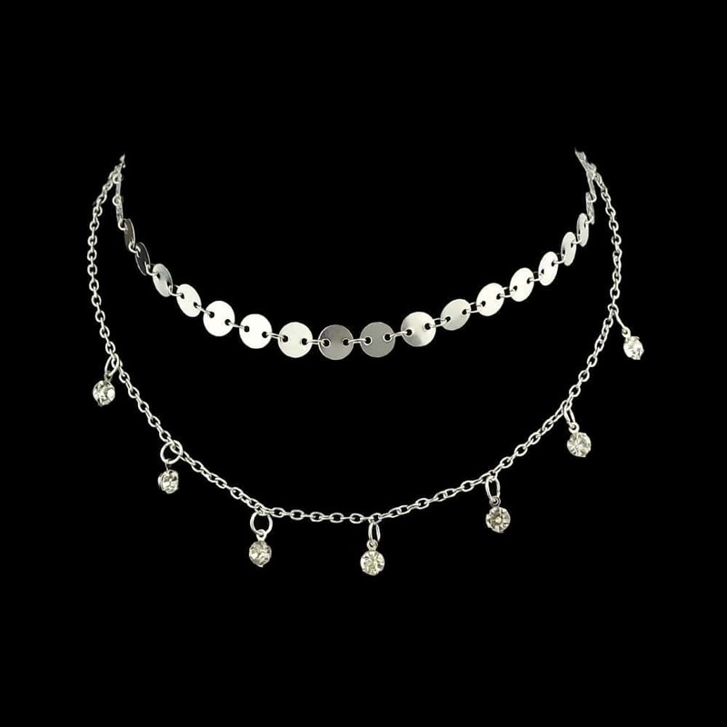 

Silver Punk Design Gold Silver Thin Chain Choker Necklace
