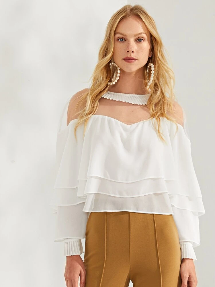 mesh ruffle top