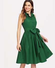 Self Belted Shirt Dress