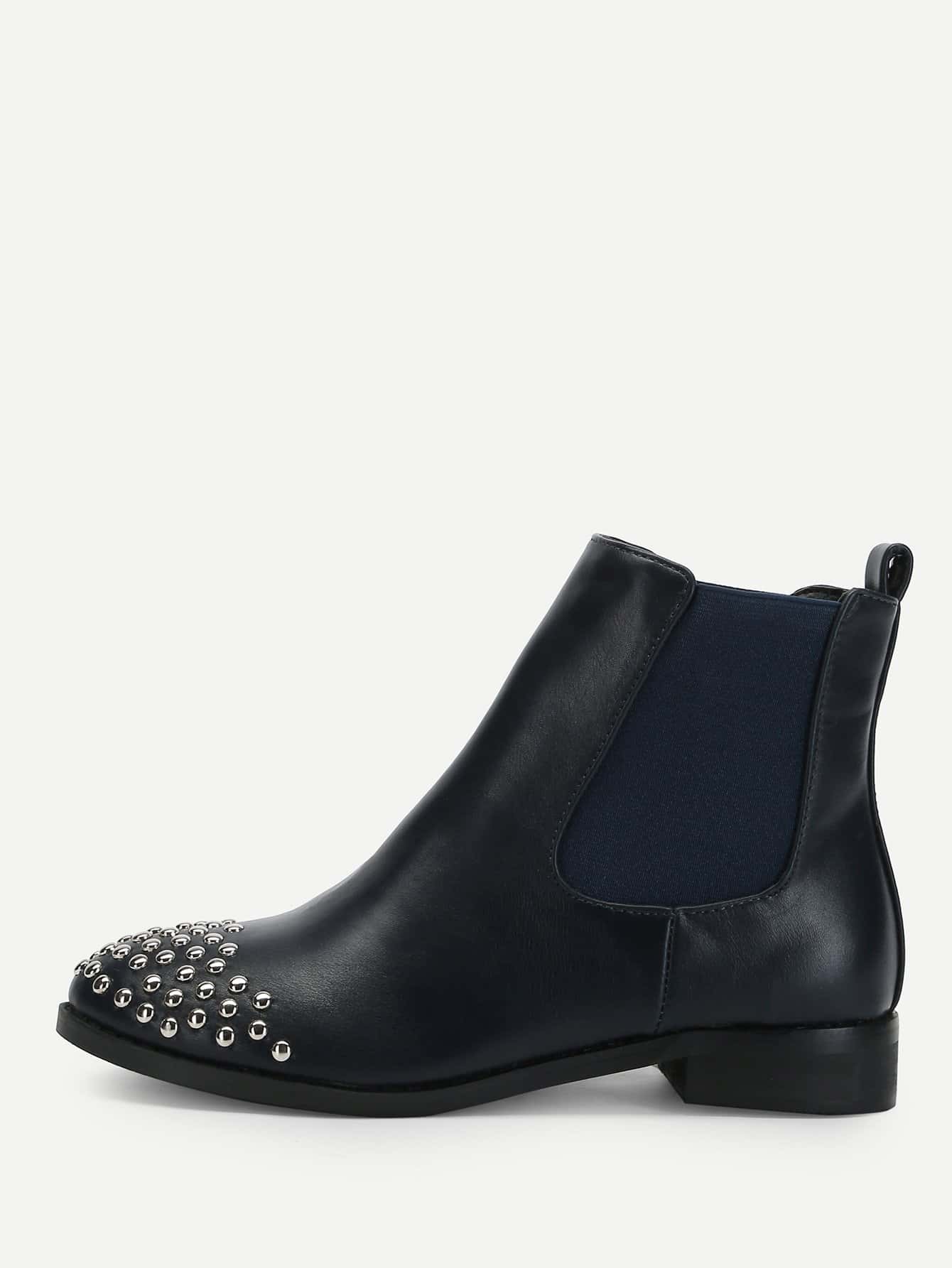 Rivet Detail PU Ankle Boots