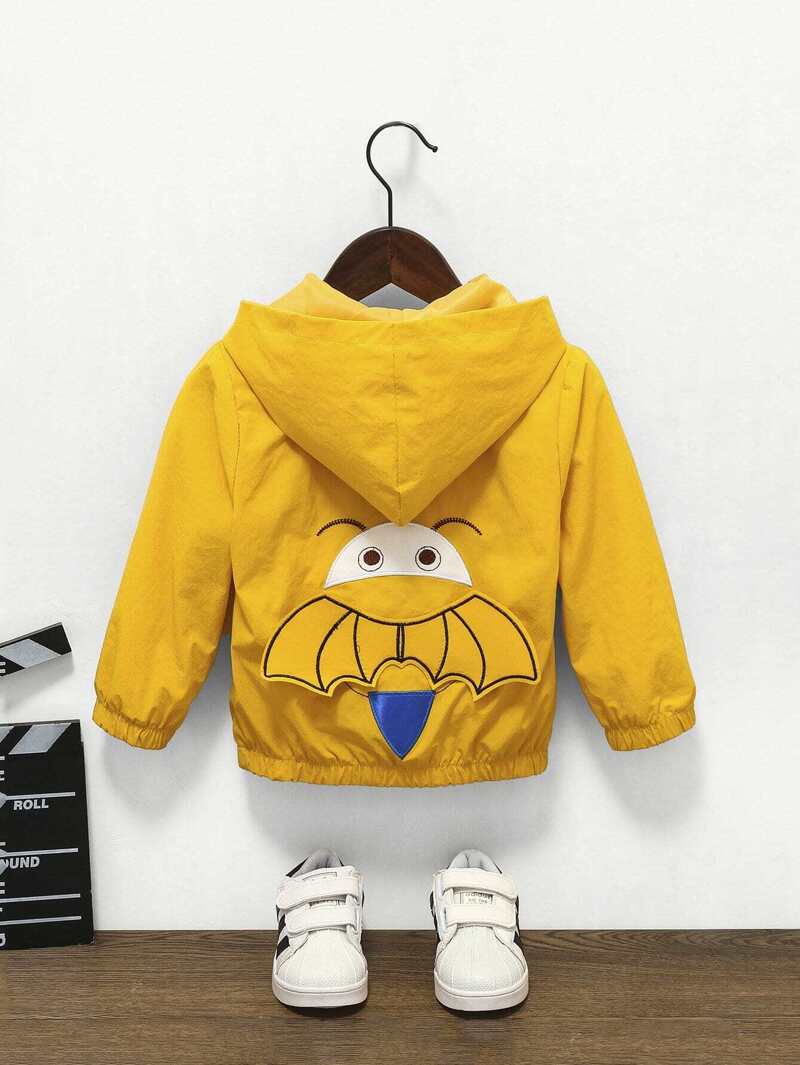 

Girls Embroidery Detail Bee Pattern Hooded Jacket, Yellow