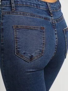 Pantalón skinny bolsillos denim -azul - Azul Marino - Ver 4