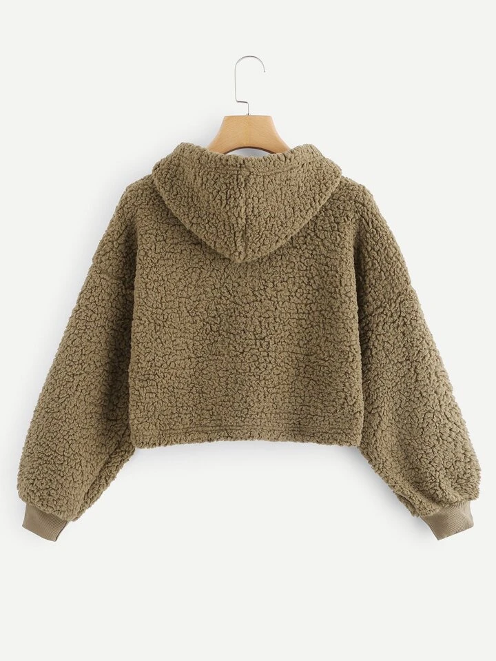 Is That The New Solid Hooded Teddy Sweatshirt ROMWE UK