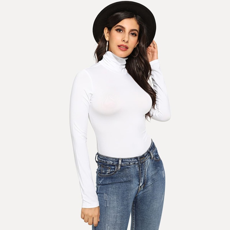 

High Neck Bodysuit, White