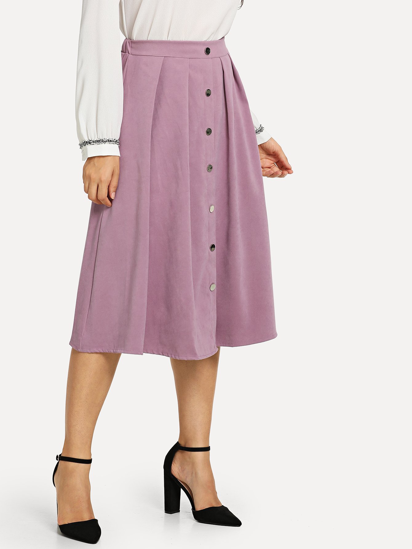 cheap button front pleated skirt for sale australia | shein