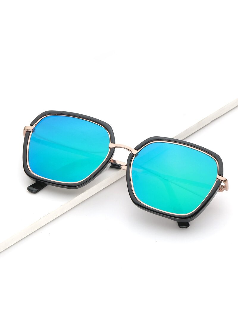 

Men Metal Frame Mirror Lens Sunglasses, Green