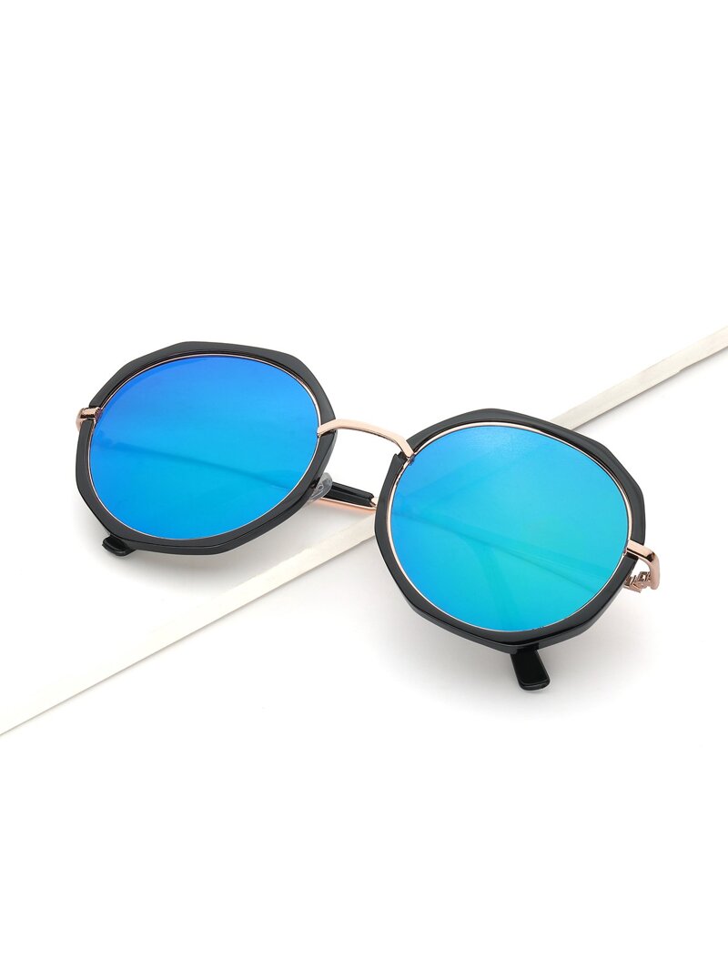 

Men Metal Frame Mirror Lens Sunglasses, Green