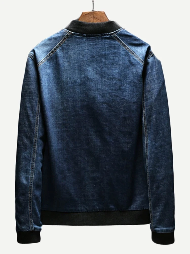 Guys Pocket Decoration Denim Jacket Romwe