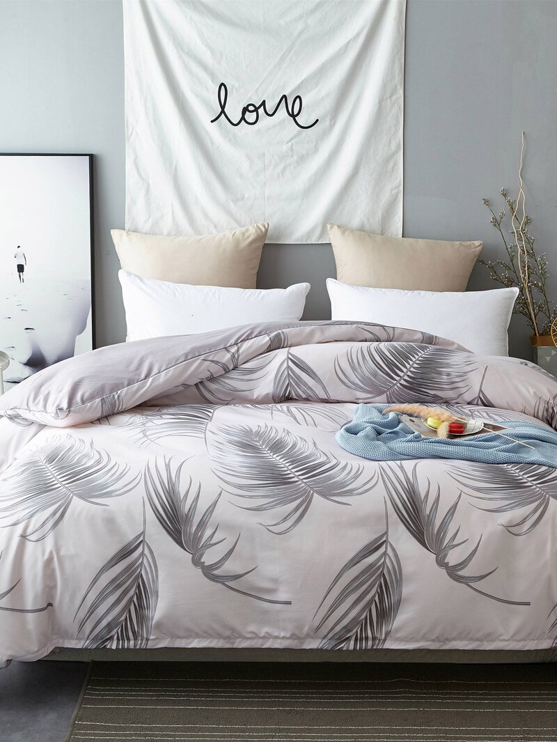 

Leaf Print Duvet Cover 1 PC, Multicolor