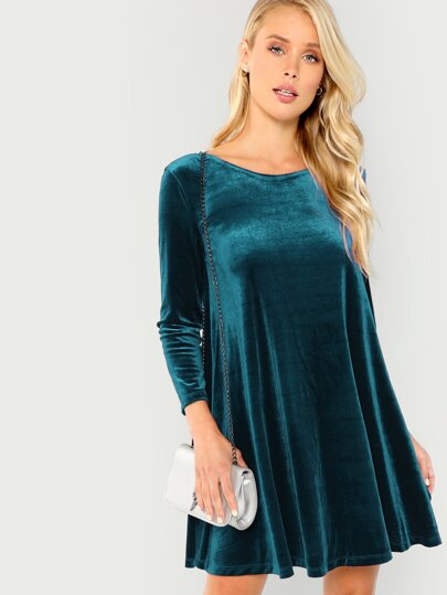 Long Sleeve Velvet Swing Dress pictures