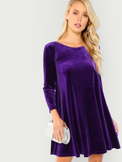 Long Sleeve Velvet Swing Dress pictures