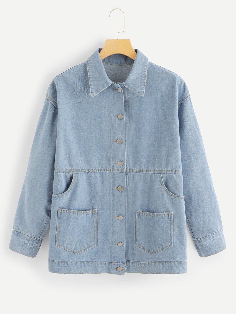 

Pocket Decoration Wash Denim Jacket, Blue
