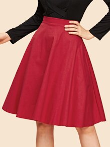 Zip Back Solid Skirt