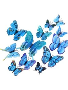 12pcs 3D Butterfly Wall Decor, Removable Wall Art Butterfly Sticker, For Home Decor - Multicolor - View 3