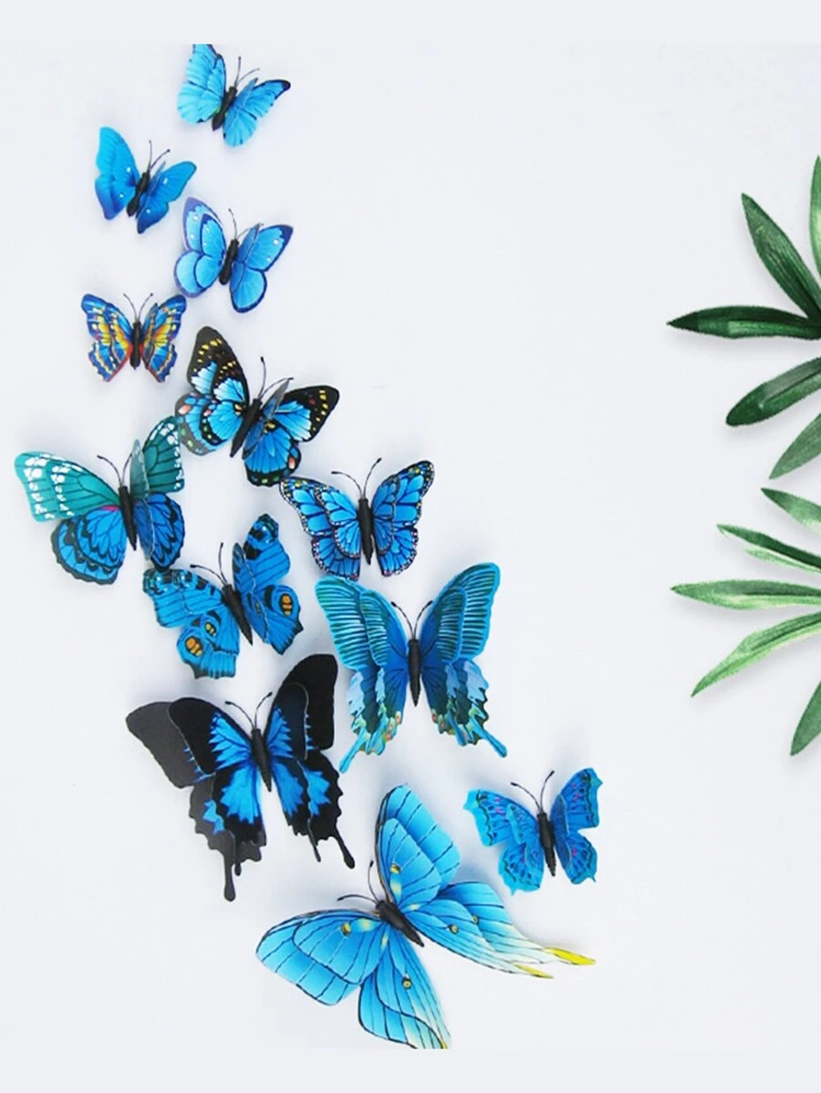 12pcs 3D Butterfly Wall Decor, Removable Wall Art Butterfly Sticker, For Home Decor - Multicolor - View 1