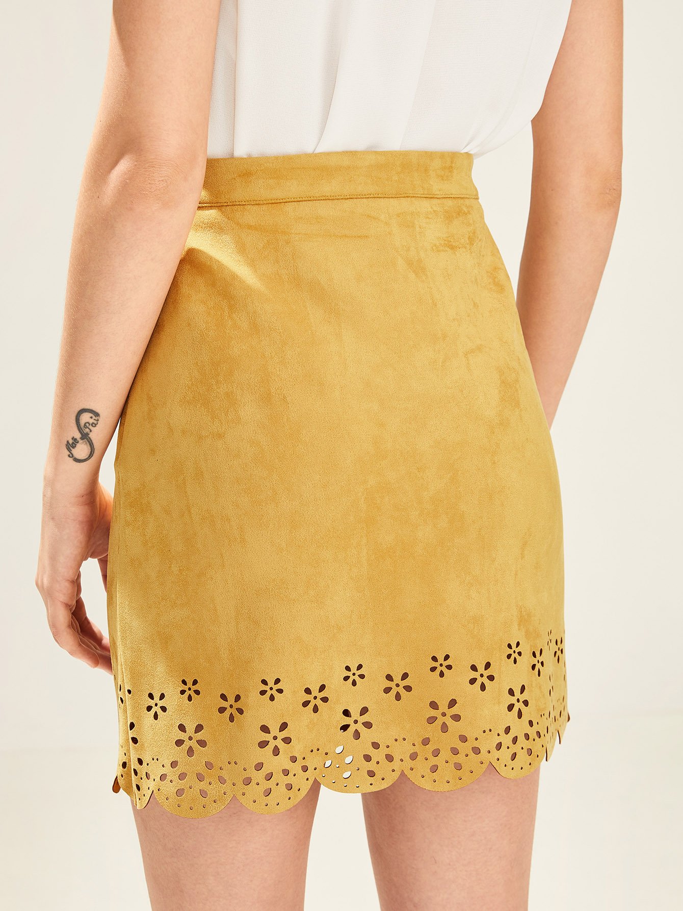 Laser Cut Scalloped Hem Swimdress and Shorts Laser Cut Scalloped Hem Swimdress and Shorts