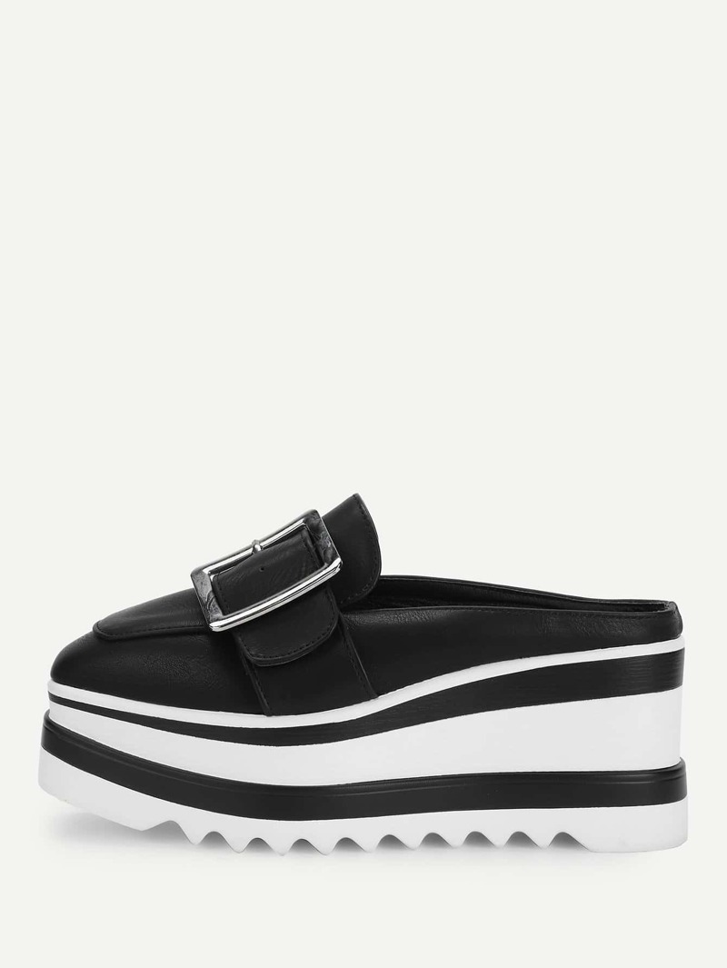 

Buckle Slip On Wedges, Black