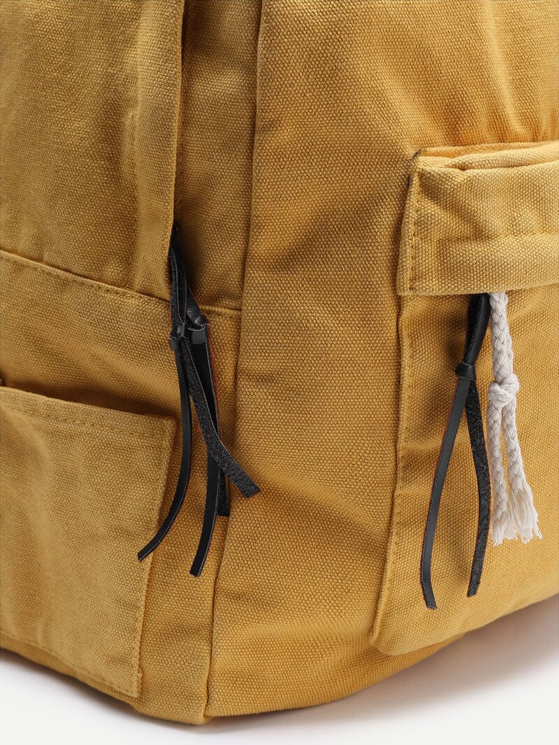 

Yellow Zipper Front Canvas Backpack
