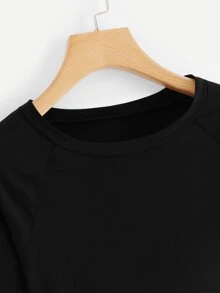 Contrast Striped Sequin Tee - Black - View 3